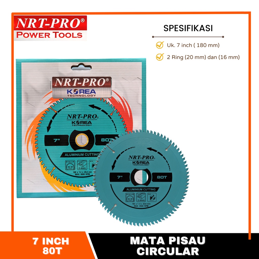 Mata Pisau Aluminium Kayu Circular Saw 7 Inch 80 T GT Japan TCT Wood Circular Blade Saw Mata Pisau