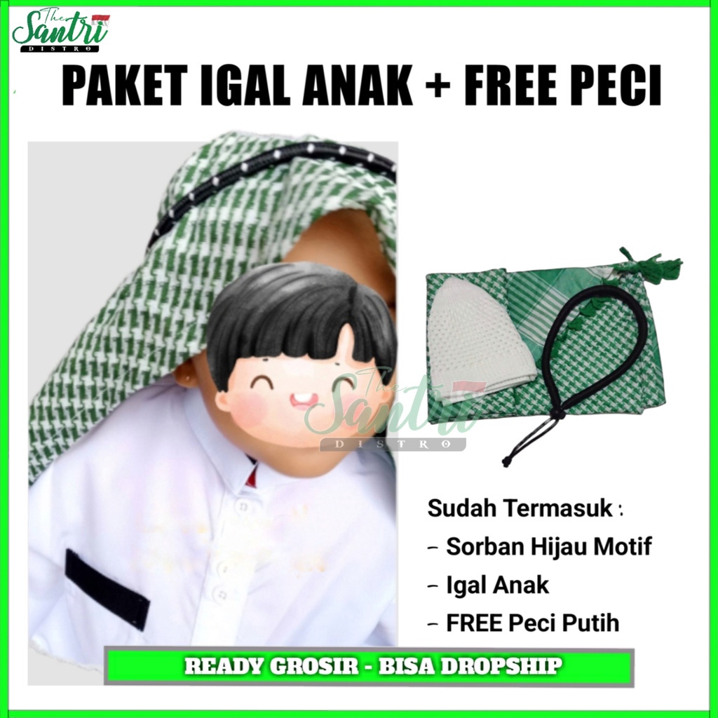 Sorban Kepala Putih / Igal Anak Laki Laki / Sorban Kepala Dewasa / Igal Arab Dewasa / Sorban Kepala 