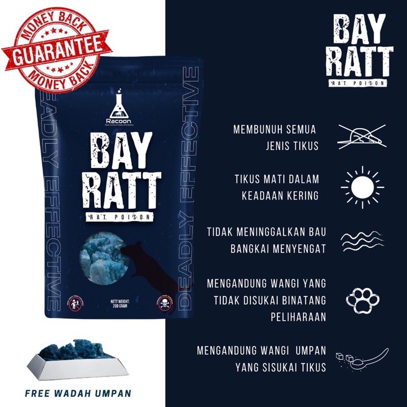 Racoon Bayratt Rat Poison / Racun Tikus Padat Rodentisida Umpan Tikus