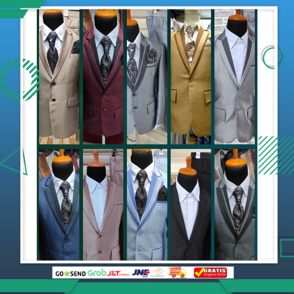 JAS KEREN STYLE TERBARU TERLARIS /SETELAN JAS Pengantin semi woll  JAS dngn CELANANYA (size S M L XL