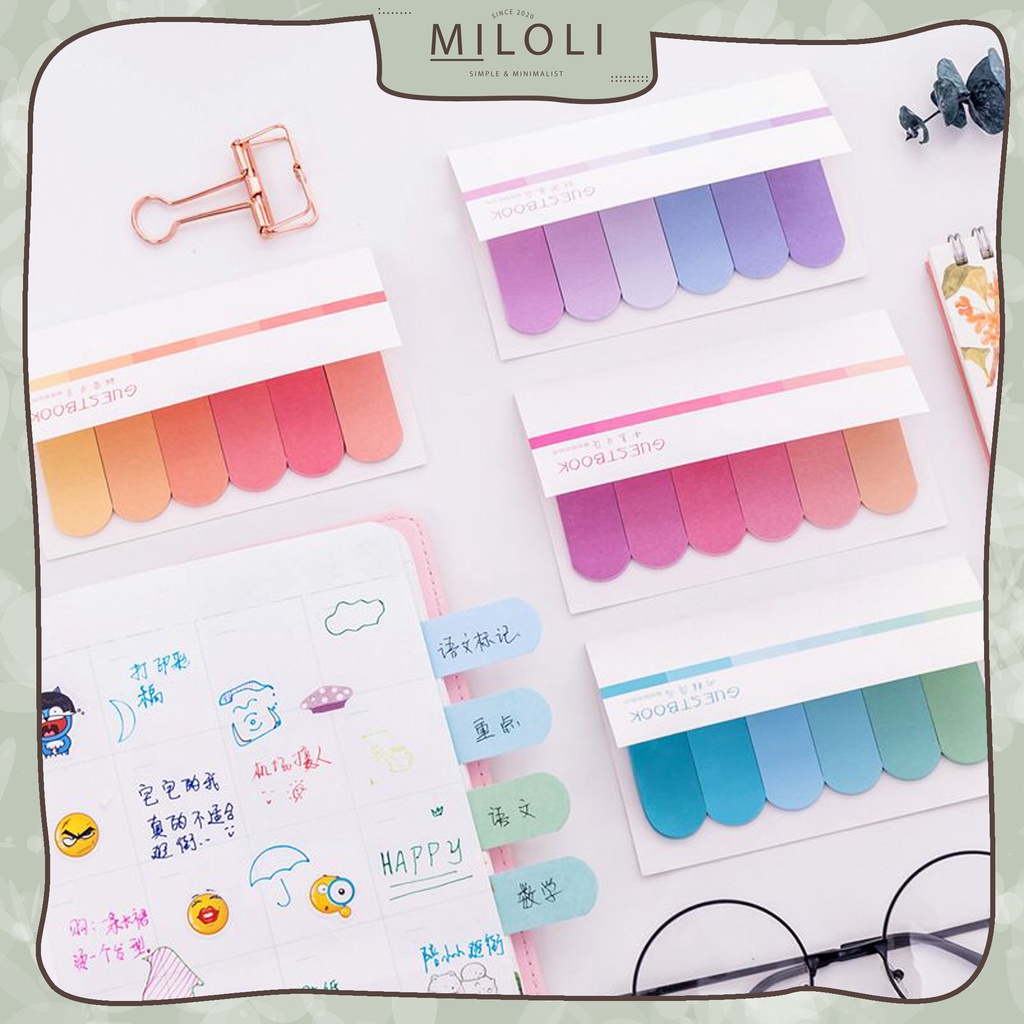 

[MILOLI] 6Pad STICKY GUEST BOOK RAINBOW Memo Mini Sticky Pad - C0042