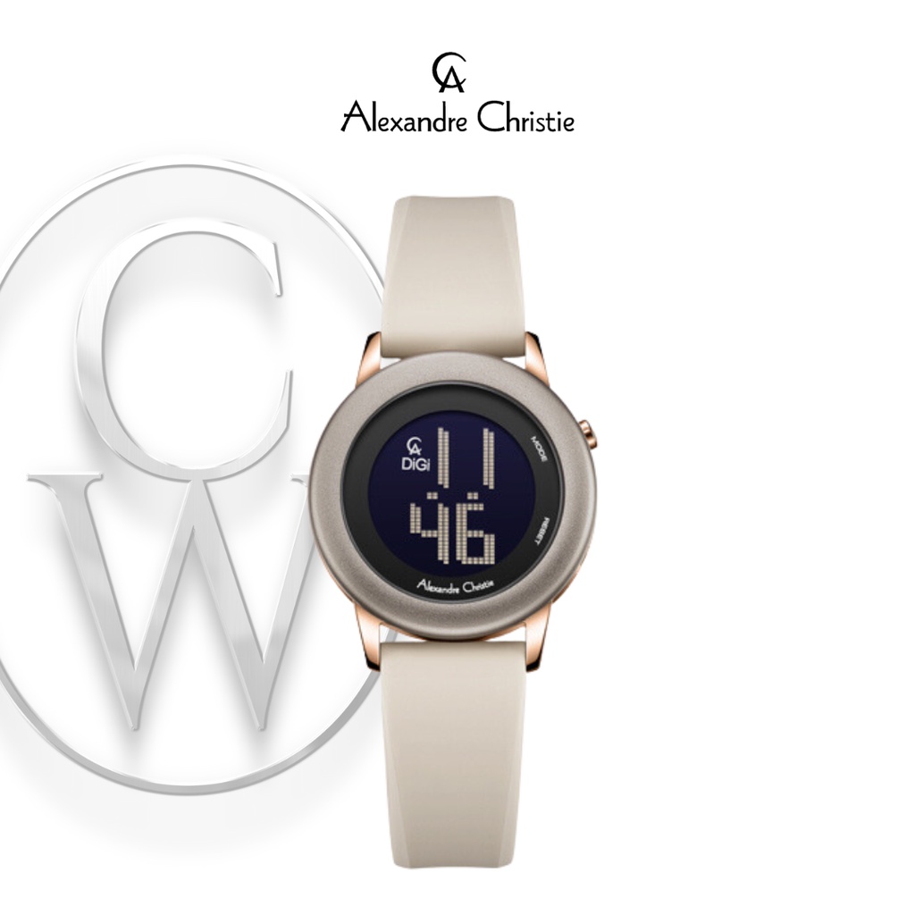 Jam Tangan Wanita Alexandre Christie Digi AC 9393 LHRRGLKBA Karet Digital Sporty Simple Minimalis Bu