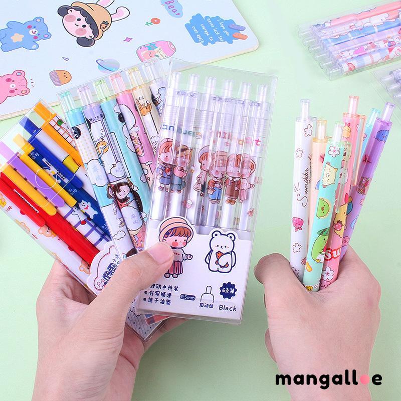 

Kartun Kreatif 6PCS Gel Pena Lucu Tekan Pena Murid Sekolah Alat Tulis -MG