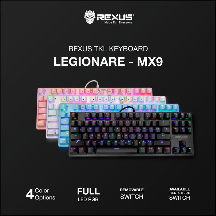 Keyboard Rexus MX9 TKL - Keyboard Gaming Mechanical Legionare MX9 RGB - Putih, BrownSwitch