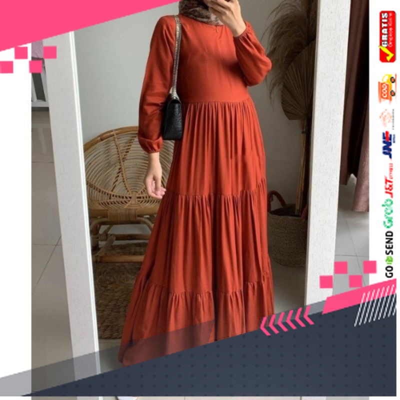BAJU GAMIS MODEL BARU TERMURAH STYLE TRENDY /gamis syar'i rayon polos gamis susun rayon tebal homey 