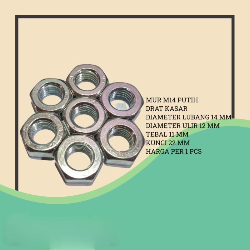 MUR M14 MUR 14MM KUNCI 22 MM PUTIH DRAT KASAR