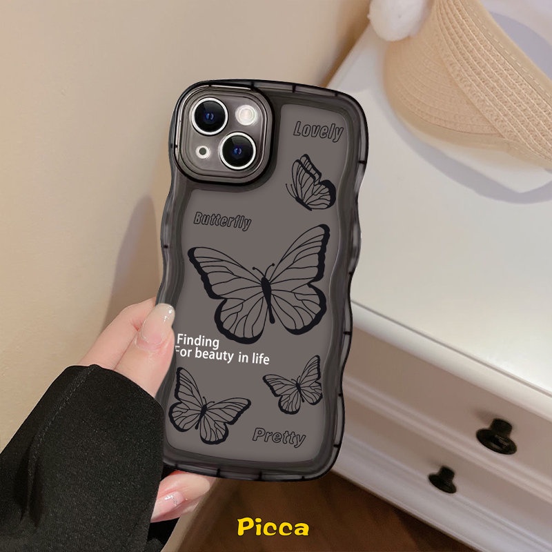 Infinix Smart6 Plus5 4 Note 12 2023 8 G96 10Pro 12Pro Infinix Hot 10T 9 8 11 10 Main 12 10Lite 11s 12i 20 20s Hot 10s 11s NFC INS Retro Butterfly Case Lembut TPU Bergelombang Penutup Tepi