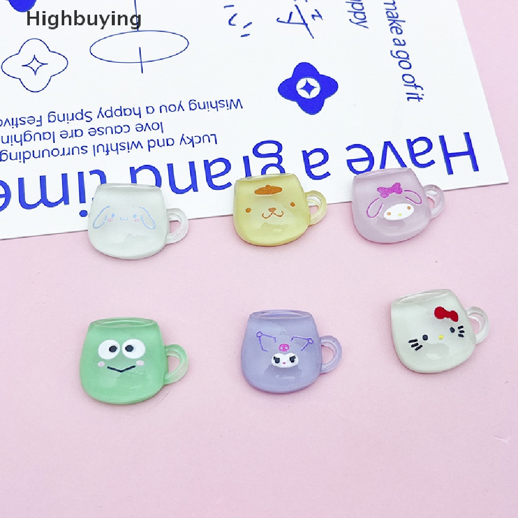 Hbid 10Pcs Sanrio Kartun Bercahaya Cangkir Kecil Diy Handmade Resin Aksesoris Jepit Rambut Patch Glory