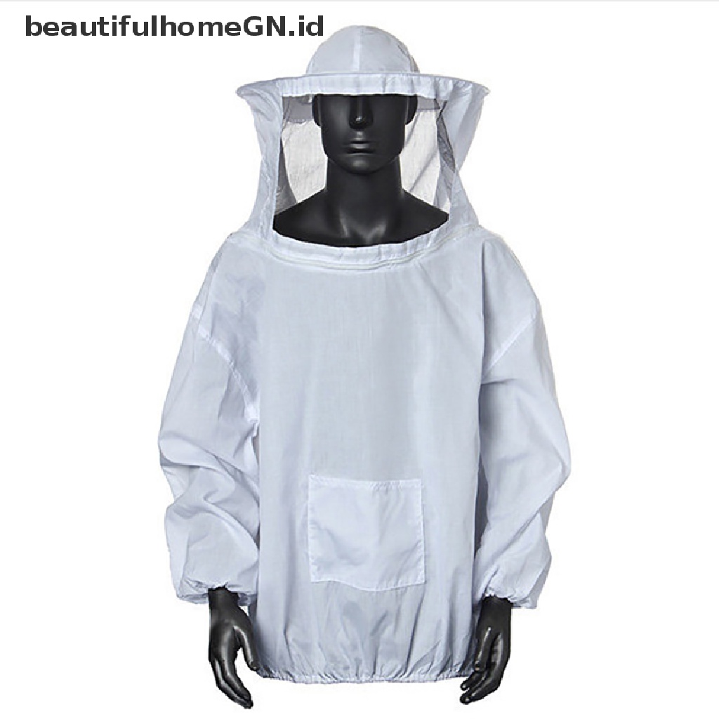 {Cantik} Pelindung Jaket Peternakan Lebah Kerudung Smock Peralatan Setelan Lengan Topi Bee Keeping~
