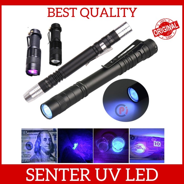 Senter UV LED Flashlight Ultra Violet Ultraviolet 395nm Banyak Model