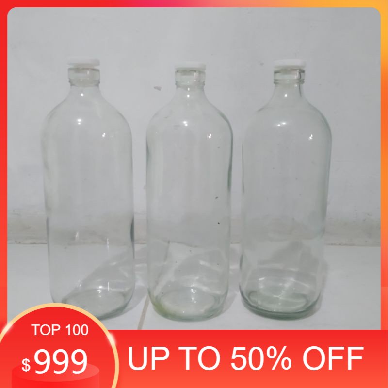 Botol Kaca Bening Bolles / Botol Bensin 1 LiterUkuran