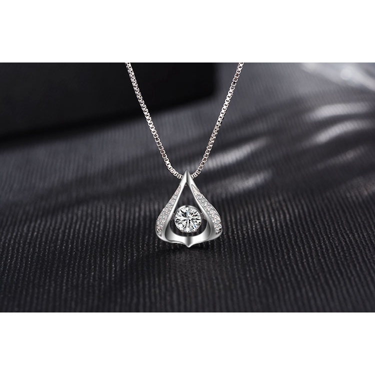 Goldkingdom Fashion Perhiasan Aksesoris Ready Stock Berbentuk Hati Droplet Perak Disepuh Kalung Wanita Tulang Selangka Rantai Perhiasan Liontin Jepang Dan Korea