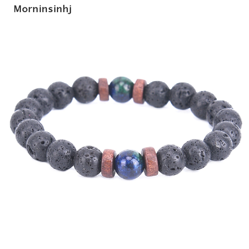 Mornin Doa Pria Mala Beads Lava Rock Batu Chrysocolla Manik Gelang Yoga Hadiah id