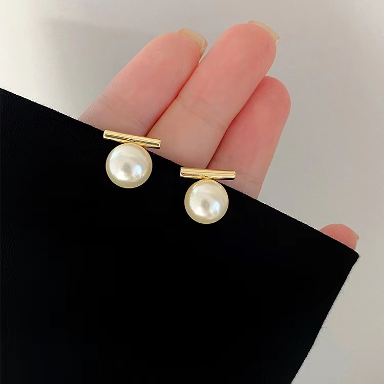 Anting Mutiara Prancis Anting Temperamen Sederhana Perempuan