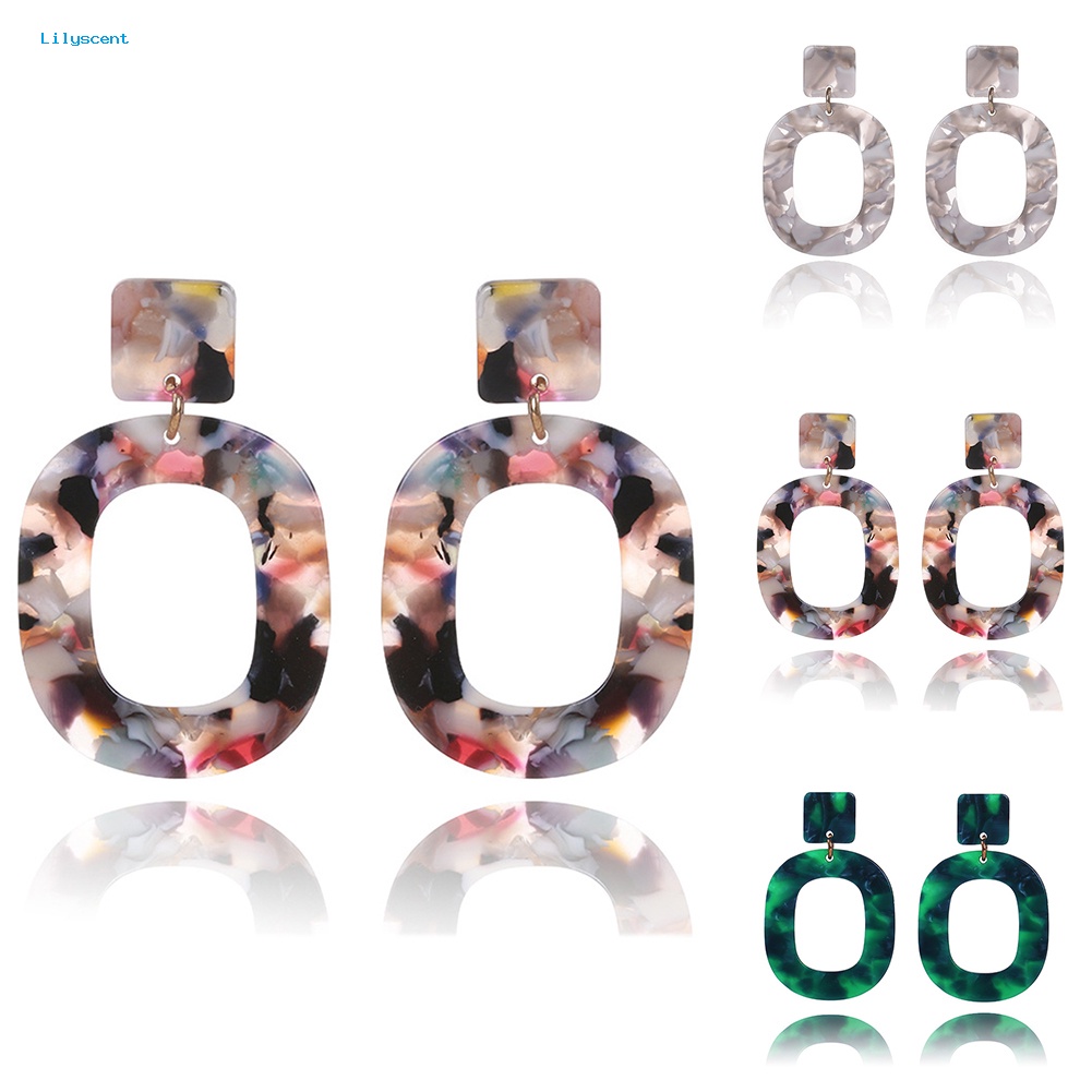 Lilyscent Fashion Berongga Lingkaran Pernyataan Wanita Geometris Stud Earrings Perhiasan Hadiah