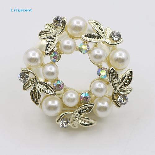 Lilyscent Elegan Mutiara Imitasi Berlian Imitasi Syal Cincin Syal Sutra Gesper Klip Fashion Perhiasan