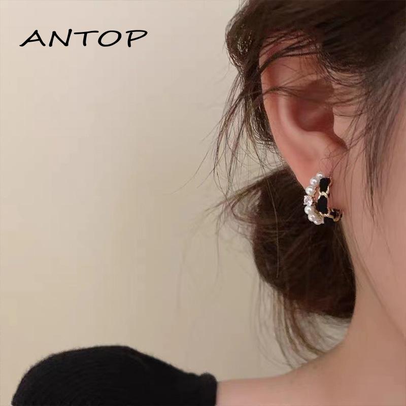 [Antop Termurah] Mutiara C-Berbentuk Anting-Anting High-end Kepribadian Elegan Mewah Beludru Manis Anting Keren