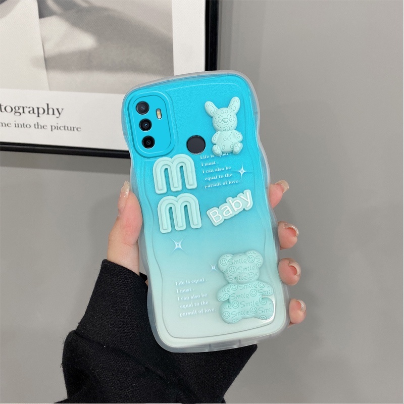 Gloden tree Phone Case Untuk OPPO A53 A33 A32 2020 A53S A11S 2021kotak Telepon 3D Alphabet Bear Pelindung Kamera Pelindung Penutup Belakang Couple Case