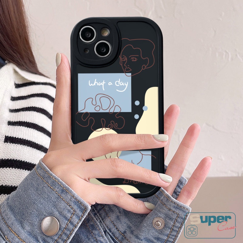 Case Untuk Realme C35 C31 C55 C11 C15 C12 C21Y C25Y C25s C30 Realme 9i 5 8 5i 7i 6i 6s 8i 6 8 10 Pro C17 C21 GT C20A C3 C2 C20 C17 Ins Art Line Wajah Anti Jatuh Sarung Tpu Lembut Silicon