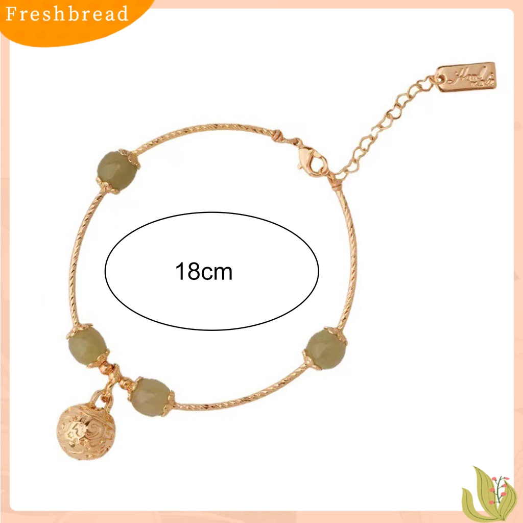 &lt; Freshbread &gt; Wanita Gelang Vintage Manik-Manik Elegan Hias All-match Perhiasan Hadiah Sidang Bell Pesona Temperamen Imitasi Hetian Giok Wanita Bangle Untuk Pacar