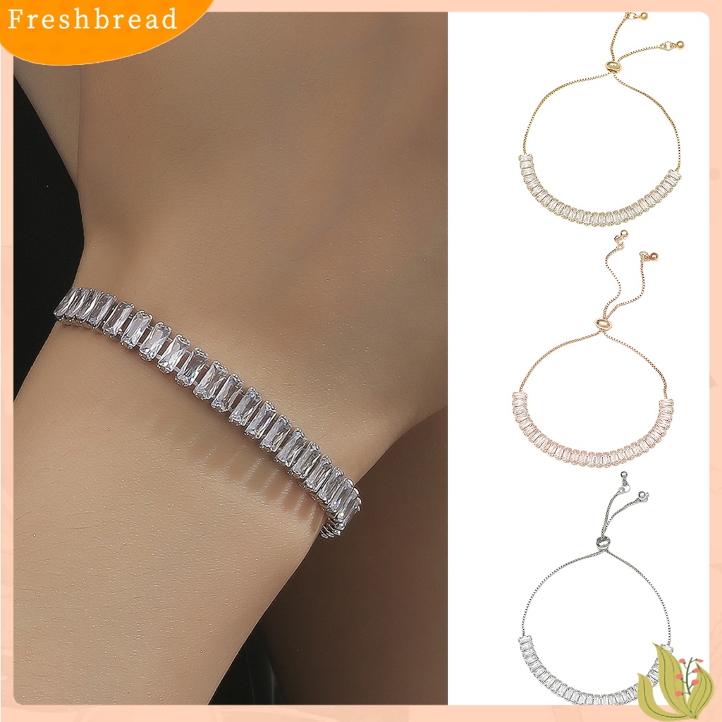 &lt; Freshbread &gt; Wanita Gelang Mewah Hias Menarik Adjustable All-match Perhiasan Hadiah Geometris Wanita Fashion Berlian Imitasi Mengkilap Tarik Gelang Untuk Pernikahan