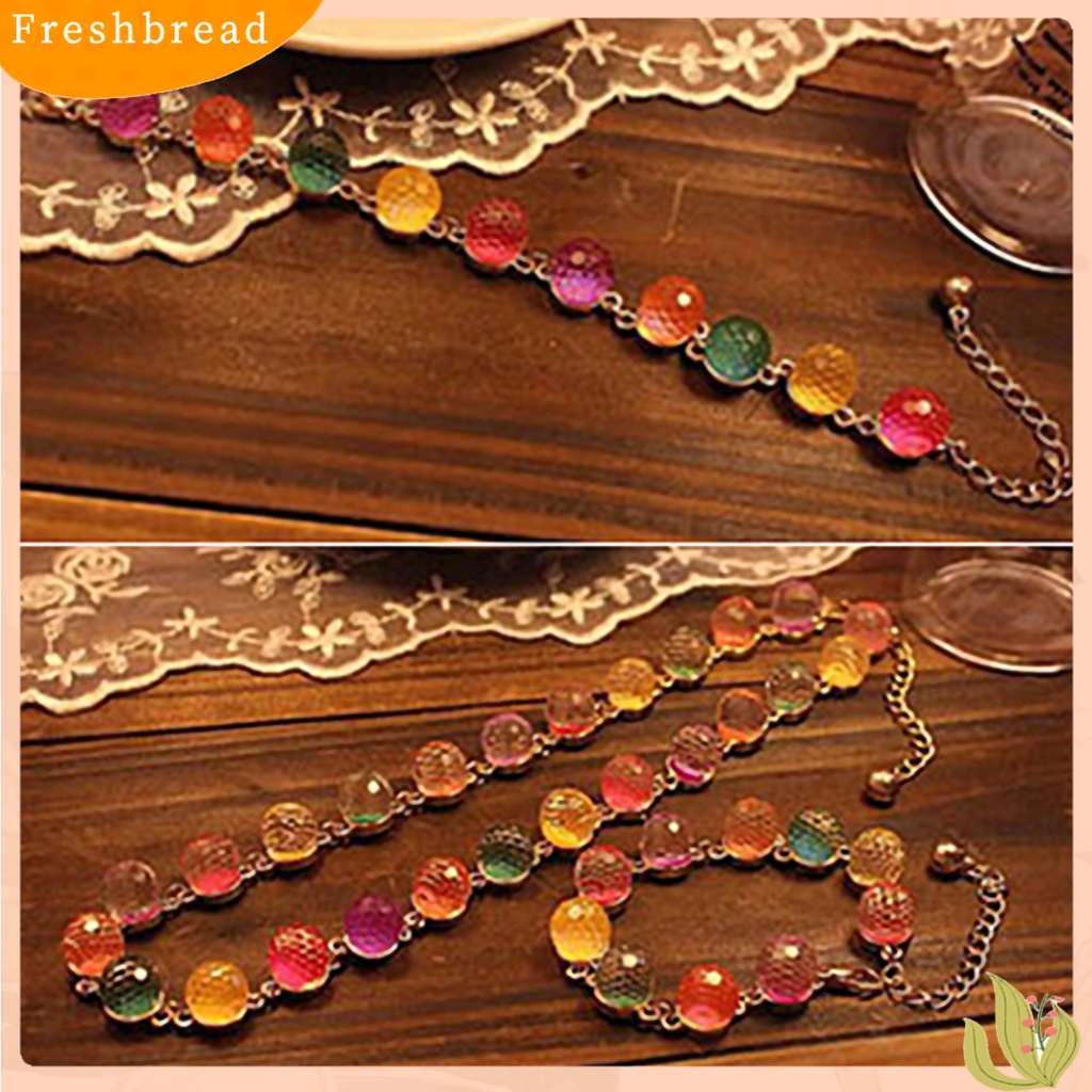 &lt; Freshbread &gt; Gelang Manik-Manik Bulat Warna Permen Wanita Manik-Manik Warna-Warni Cuff Bangle Bracelet Untuk Pesta