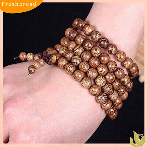 &lt; Freshbread &gt; Wanita Pria 8mm Manik Kayu Doa Buddha Mala Kalung Gelang Hadiah Perhiasan