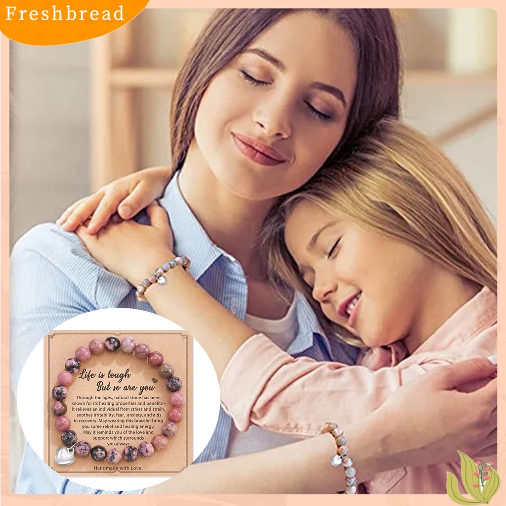 &lt; Freshbread &gt; 1set Gelang Couple Handmade Colorful Sweet Heart Pendant Tali Elastis Dengan Kartu Dress Up Hadiah Ulang Tahun Gelang Manik-Manik Pirus Imitasi Putih Alami