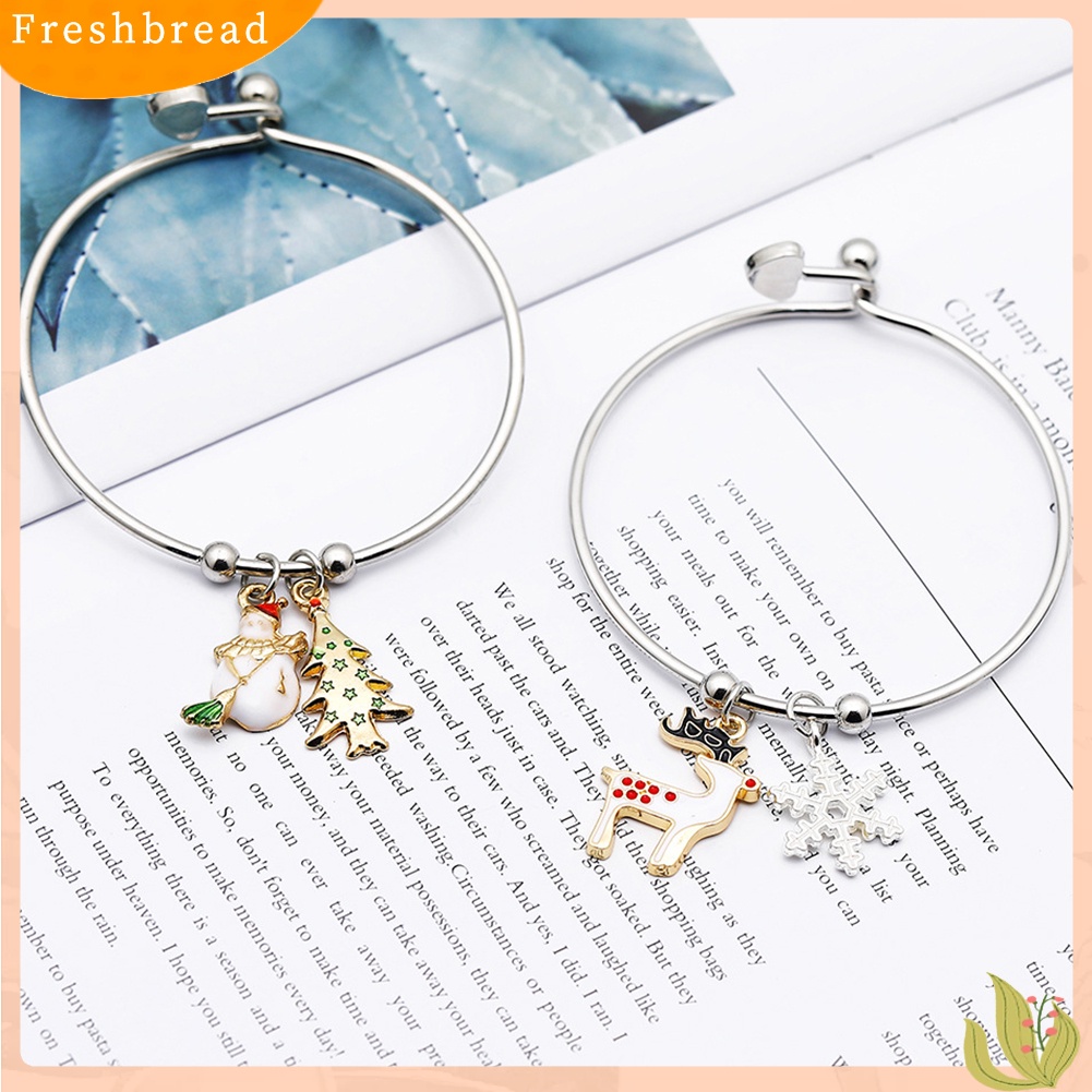 &lt; Freshbread &gt; Natal Klasik Xmas Pohon Elk Santa Claus Liontin Alloy Gelang Perhiasan Hadiah