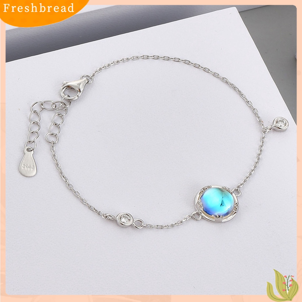 &lt; Freshbread &gt; SILVERHOO Wanita Gelang Lingkaran Biru Cubic Zirconia Adjustable Lobster Clasp All Match Bangle Fashion Jewelry