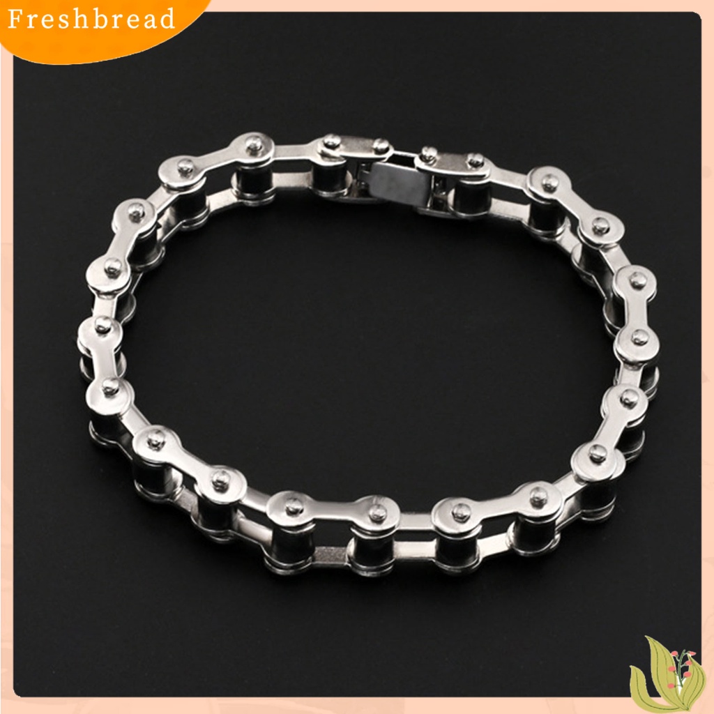 &lt; Freshbread &gt; Rantai Link Halus Pria Gelang Stainless Steel Motor Sepeda Gaya Gelang Perhiasan Aksesori