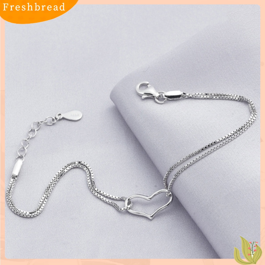 &lt; Freshbread &gt; Fashion Wanita Rantai Lapisan Ganda Berongga Jantung Pesona Gelang Bangle Perhiasan