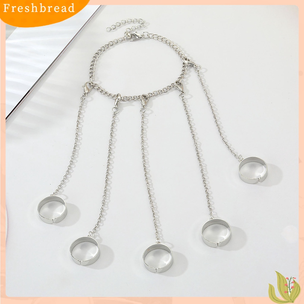 &lt; Freshbread &gt; Removable Multilayer Rantai Warna Silver Hand Harness Gelang Punk Geometris Pria Cincin Gelang Perhiasan Aksesoris