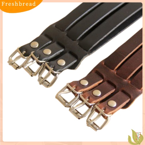 &lt; Freshbread &gt; Men Fashion Multilayer Belt Faux Leather Bracelet 3gesper Gelang Cuff Bangle