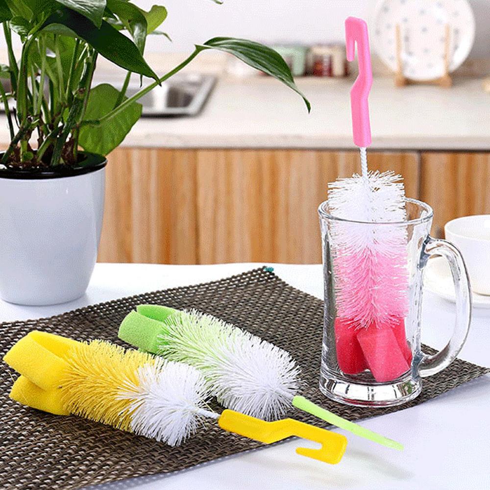 1pc Sikat Gelas Warna Random Sikat Pembersih Gelas Botol Bayi Cup Brush360° Sikat Pembersih Spons Sikat Botol Gagang Panjang Multifungsi Alat Pembersih Rumah Tangga