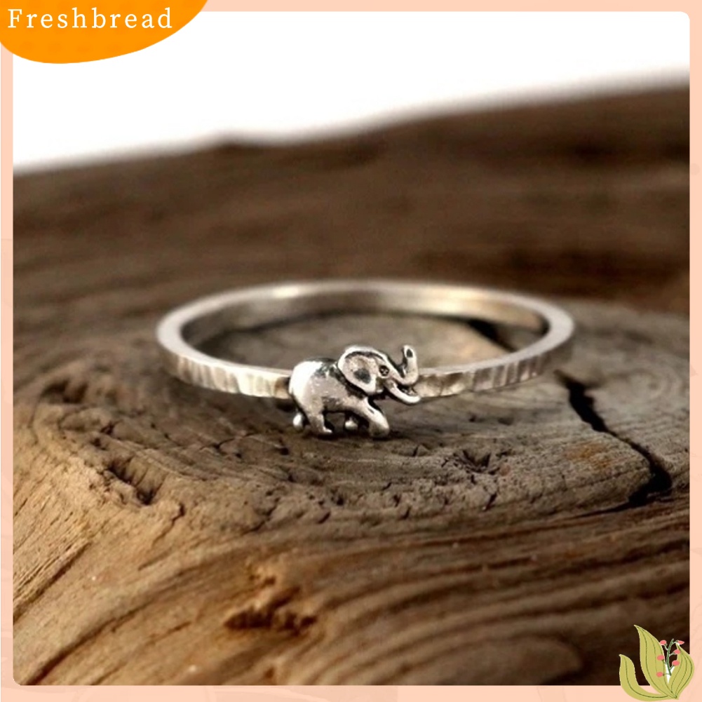 &lt; Freshbread &gt; Vintage Wanita Gajah Perak Disepuh Tipis Jari Cincin Pesta Perjamuan Perhiasan Hadiah