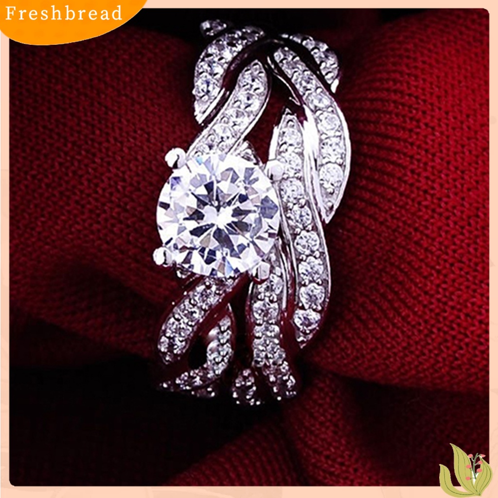 &lt; Freshbread &gt; 2Pcs/Set Cincin Wanita Desain Salib Aksesoris Perhiasan Hias Berlian Imitasi Bertatahkan Cincin Untuk Pernikahan