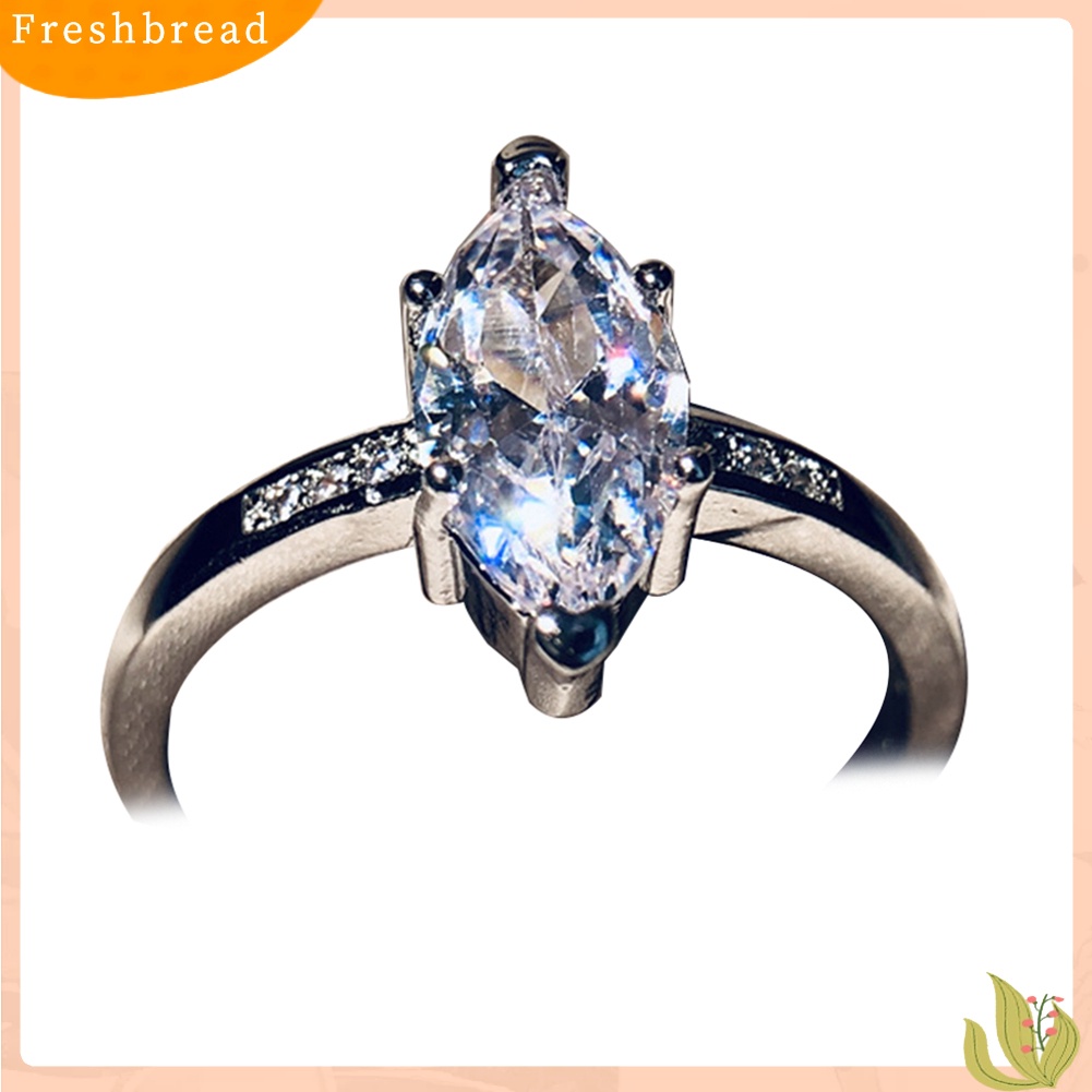 &lt; Freshbread &gt; Glitter Pengantin Pernikahan Pertunangan Perhiasan Marquise Cut Berlian Imitasi Jari Cincin