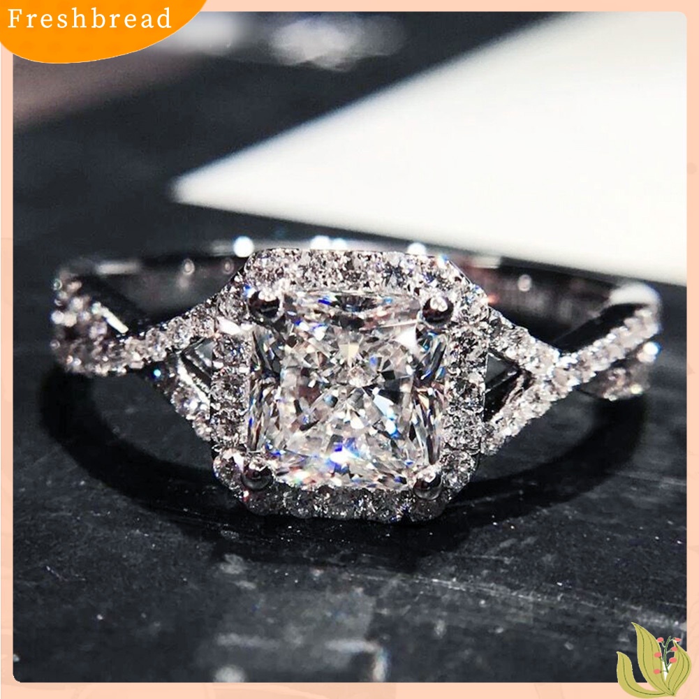 &lt; Freshbread &gt; Mewah Wanita Putri Potong Cubic Zirconia Pernikahan Pertunangan Cincin Perhiasan Hadiah