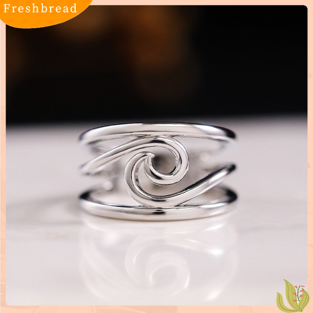 &lt; Freshbread &gt; Cincin Wanita Electroplating Cincin Jari Desain Gelombang Artistik Ringan Untuk Pesta