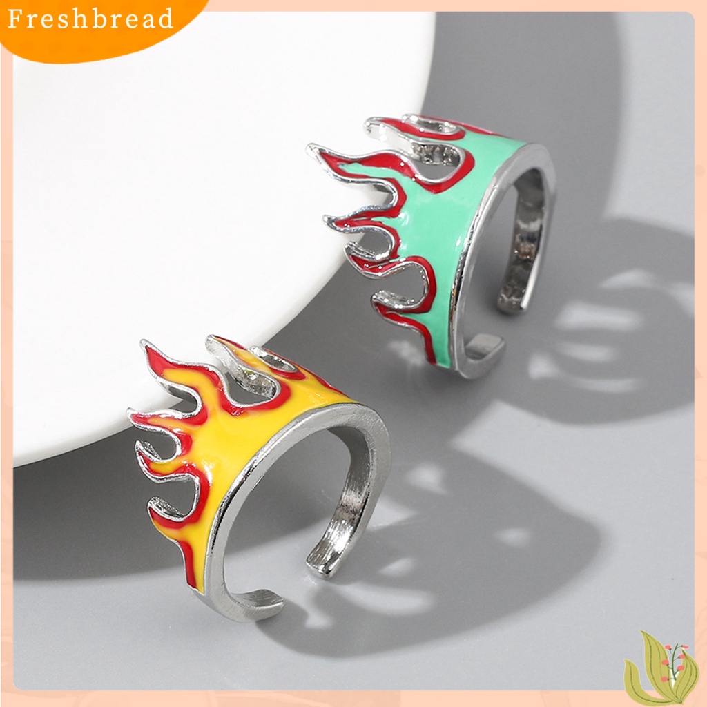 &lt; Freshbread &gt; Cincin Pembukaan Vintage Adjustable Alloy Anti-Cacat Unisex Stylish Flame Open Finger Rings Untuk Pesta