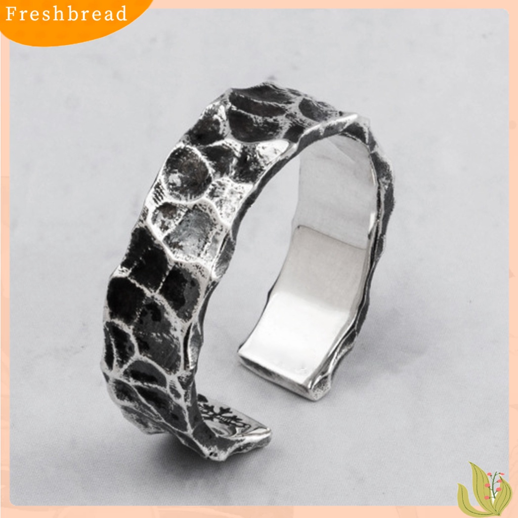 &lt; Freshbread &gt; Pria Terbuka Cincin Tekstur Bening Pola Retak Aksesoris Perhiasan Temperamen Retro Jari Cincin Paduan Perhiasan Perjamuan Pakaian Aksesoris Hadiah Ulang Tahun