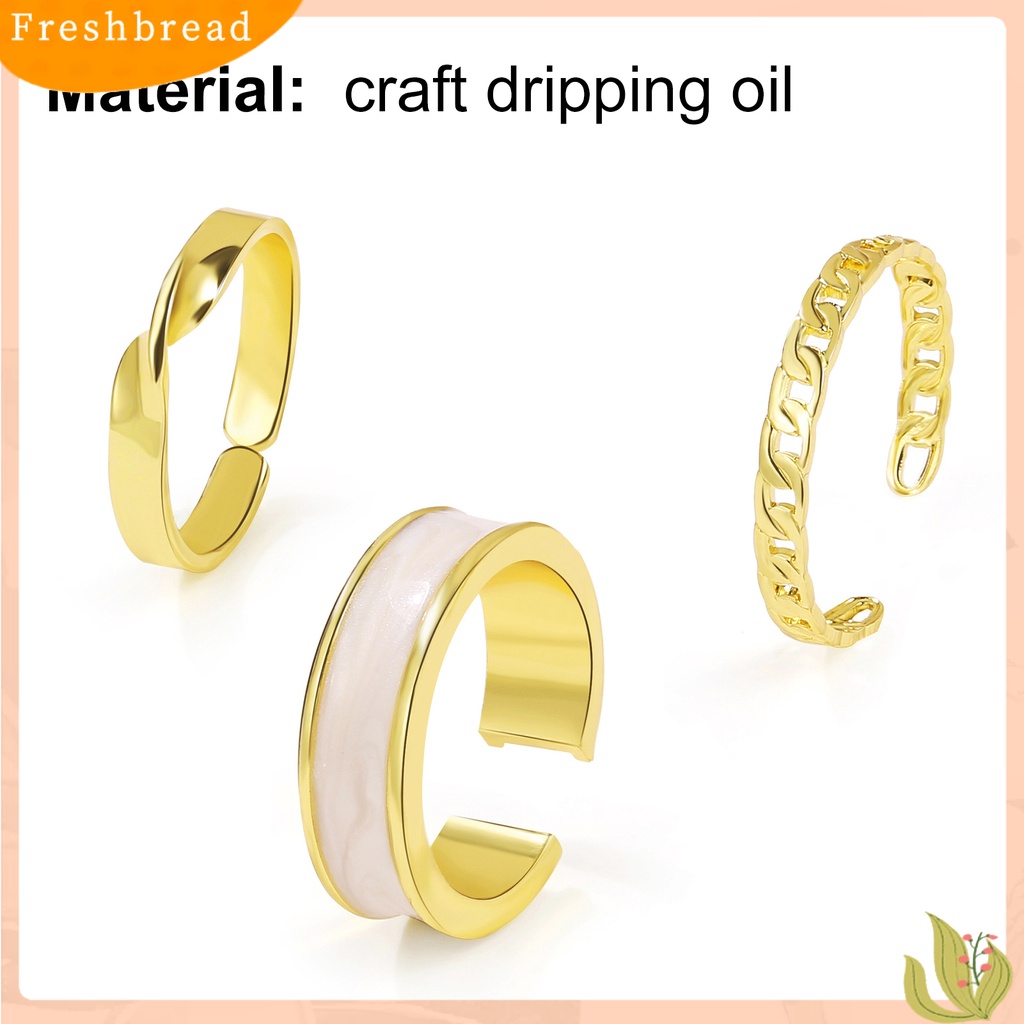 &lt; Freshbread &gt; 3Pcs/Set Cincin Jari Cincin Wanita Halus Terbuka Menawan Mengkilap Dapat Disesuaikan Untuk Pacaran