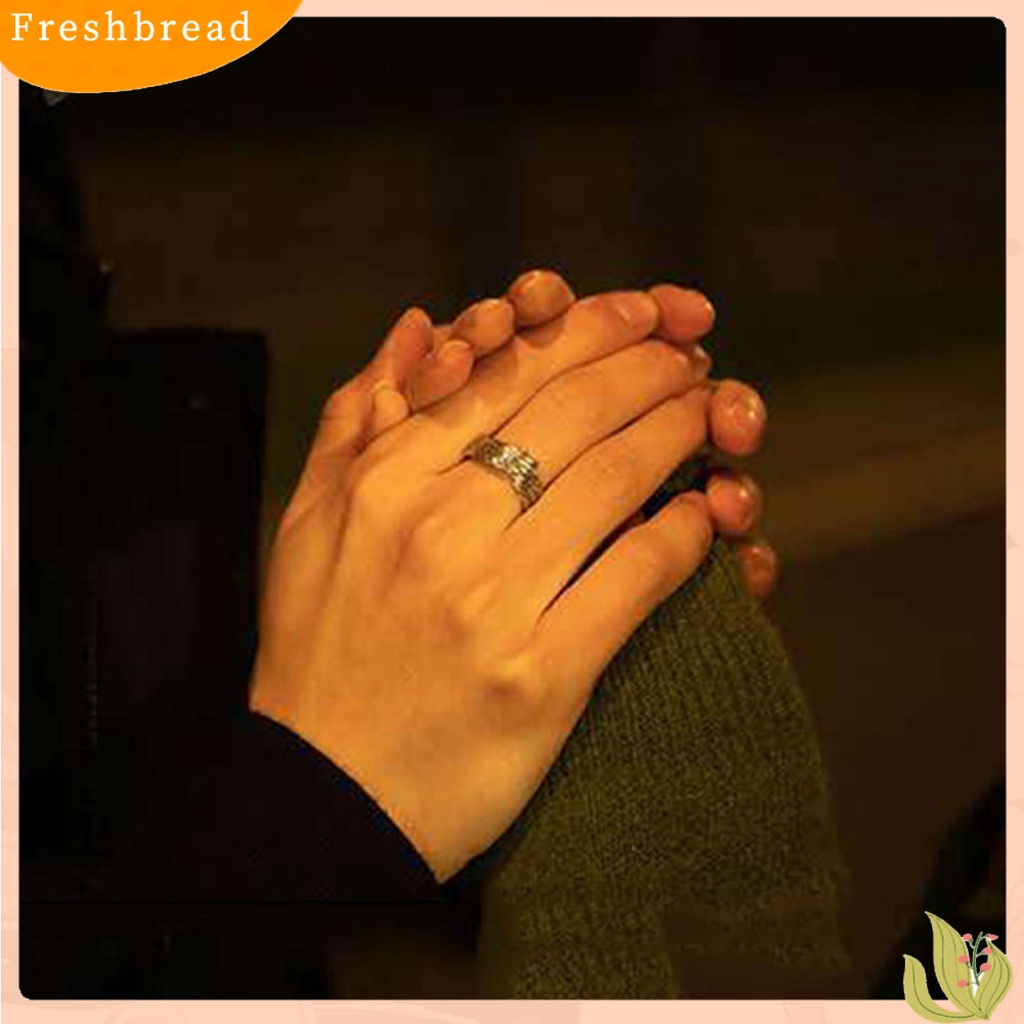 &lt; Freshbread &gt; Cincin Adjustable Bentuk Sayap Malaikat Ujung Terbuka Pasangan Indah Ornamen Cincin Untuk Penggunaan Sehari-Hari