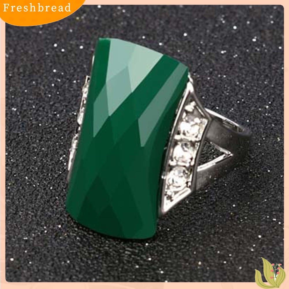 &lt; Freshbread &gt; Wanita Bohemia Vintage Geometris Resin Pesona Berlian Imitasi Cincin Jari Perhiasan Hadiah