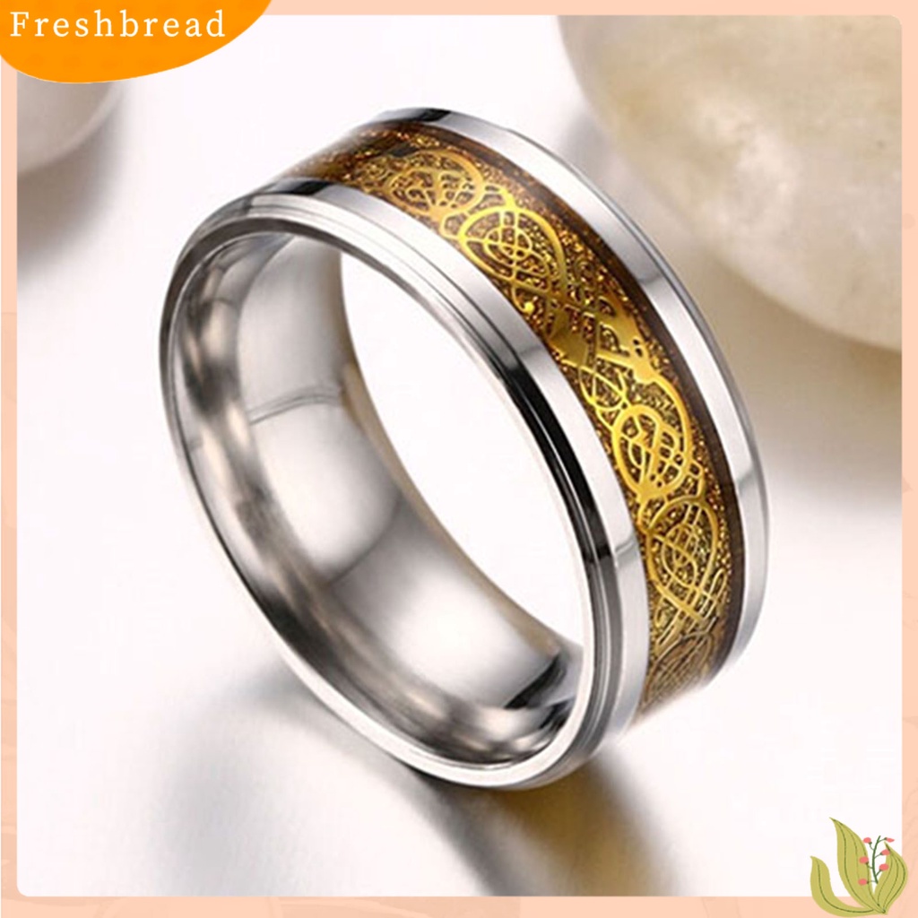 &lt; Freshbread &gt; Unisex Pola Naga Baja Titanium Tidak Luntur Cincin Pernikahan Band Perhiasan Hadiah