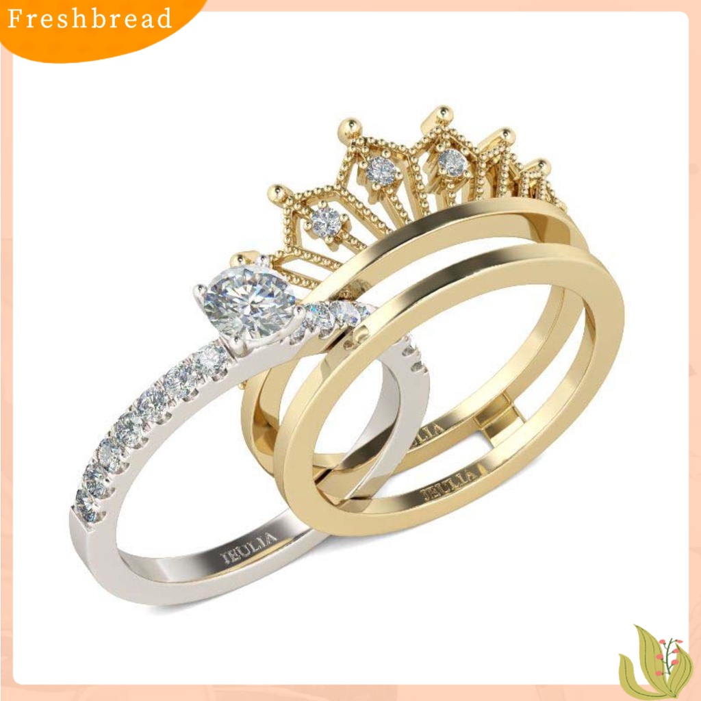 < Freshbread > Dilepas Wanita Fashion Mahkota Berlian Imitasi Jari Cincin Pernikahan Pengantin Perhiasan Hadiah