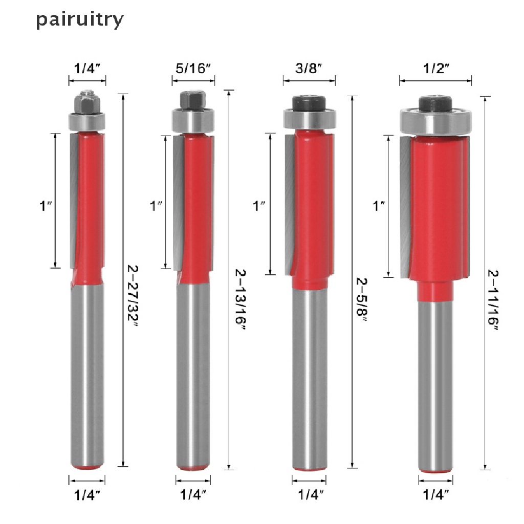 Prt 6mm 1per4 &quot;Mata Router Flush Trim End Mill Untuk Kayu Dipanjangkan Trimming Cutt PRT