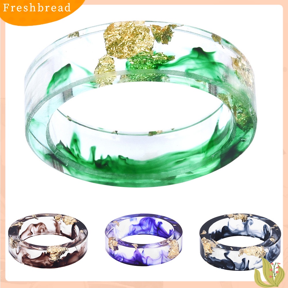 &lt; Freshbread &gt; Unisex Fashion Warna-Warni Tinta Foil Emas Transparan Resin Cincin Pesta Perhiasan Hadiah