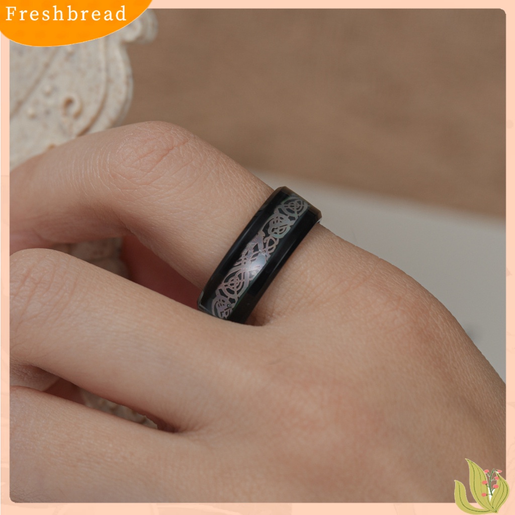 &lt; Freshbread &gt; Finger Ring Plating Anti-fading Halus Ringan Portabel Menghias Baja Titanium Multicolor Print Laki-Laki Cincin Perhiasan Aksesori